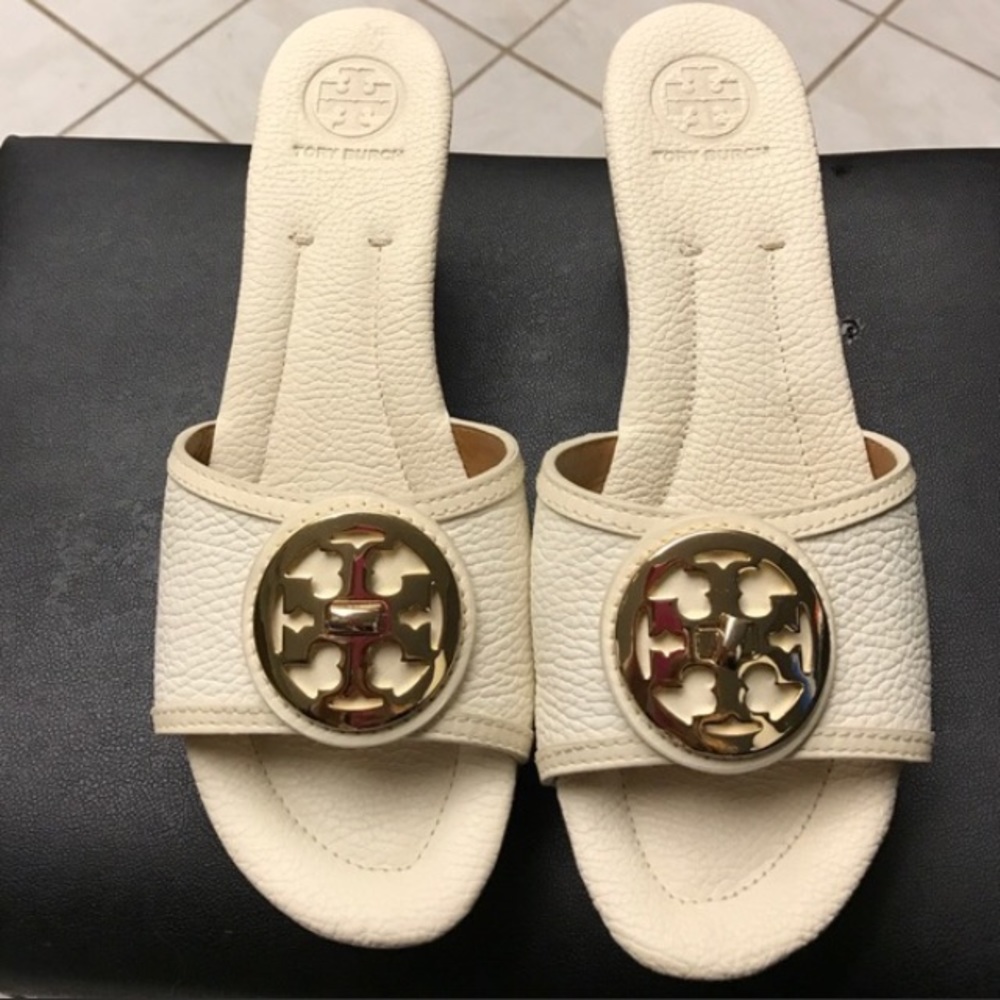 Cream white Tory Burch wedge